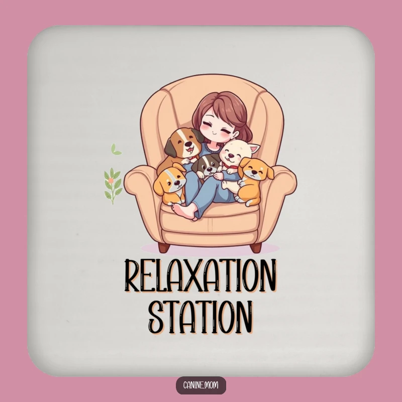 Funny Cozy Dog Coasters (Set of 4) - Woman Cuddling Dogs Gift