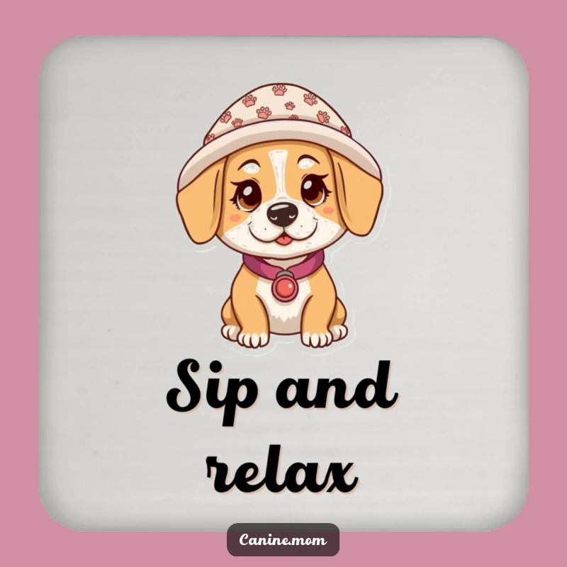 Funny Dog Lady Paw Print Hat Coaster Set: Protect Surfaces with Humor