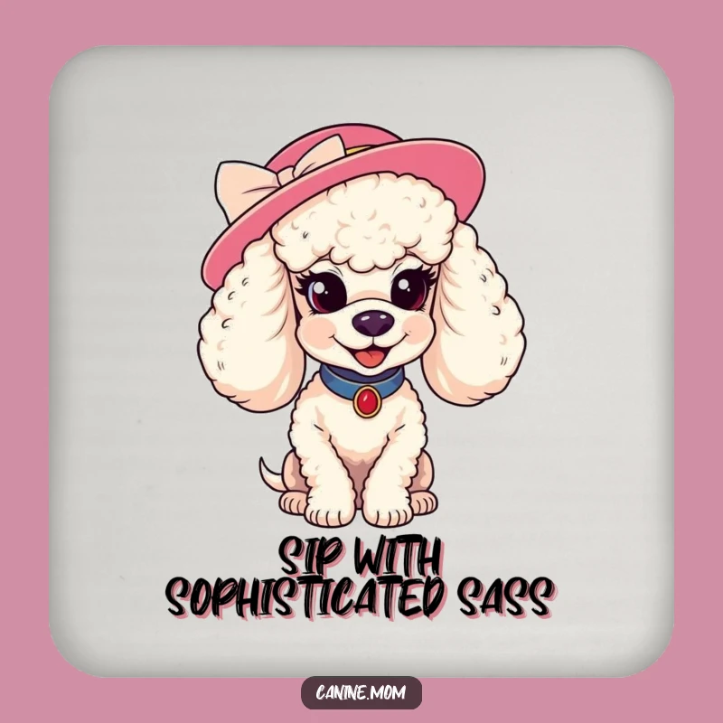 Funny Poodle Hat Coaster - Coy Smile, Chic Table Decor Gift