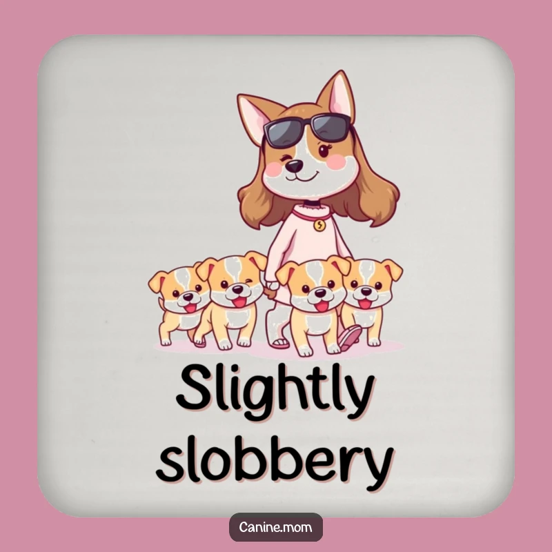 Funny Dog Lady Drink Coasters: Proudly Walking Tiny Puppies, Protect Surfaces with Humor