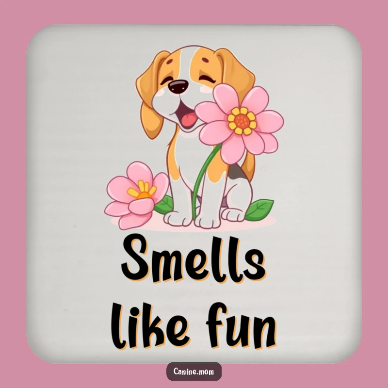 Funny Beagle Sniffing Flower Coasters: Protect Surfaces With Nature's Charm!