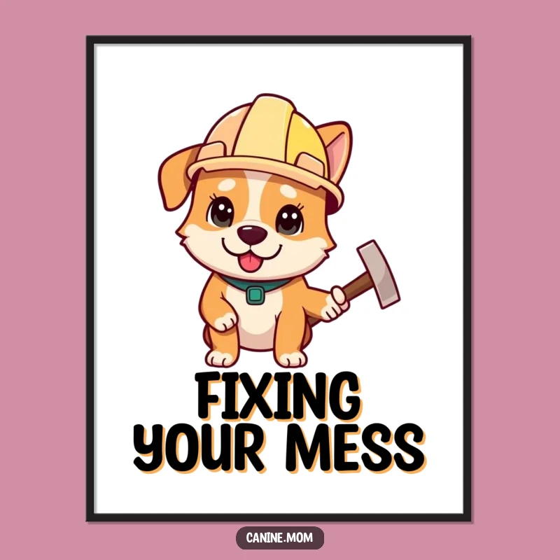 Funny Construction Dog Poster - DIY Motivation Art Funny Gift