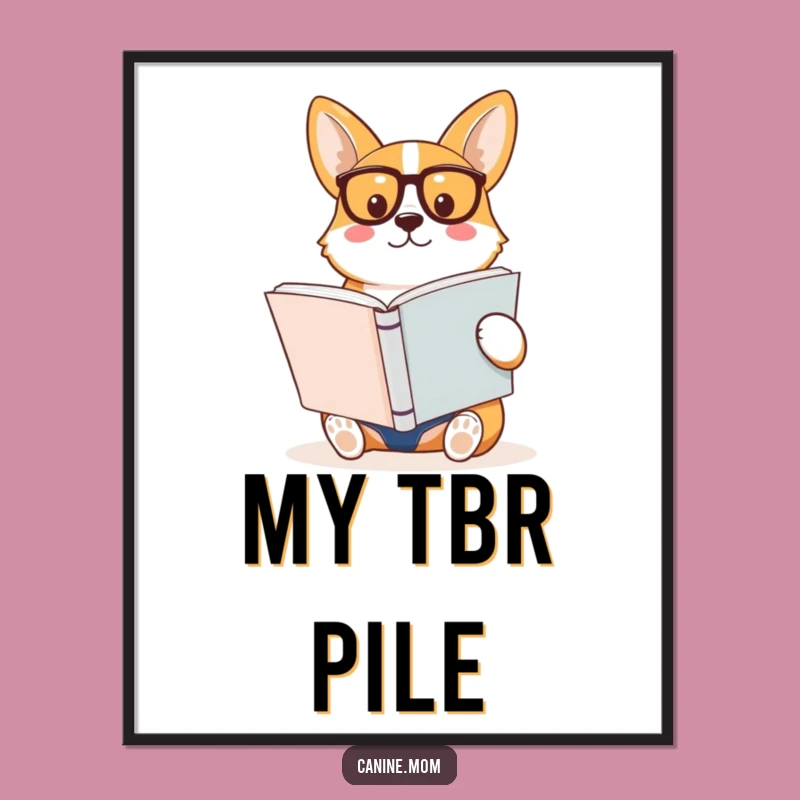 Funny Corgi Reading Book Poster: Intellectual Wall Art For Dog Lovers!