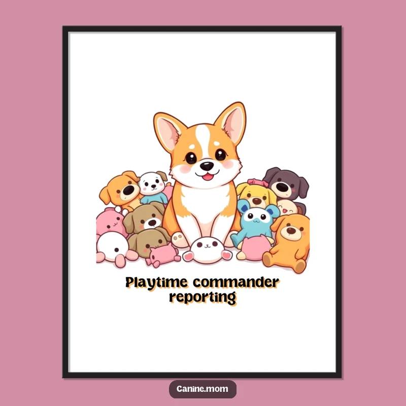 Funny Corgi Toy Pile Poster: Playful Pup Wall Art, Delightful Funny Gift for Dog Decor