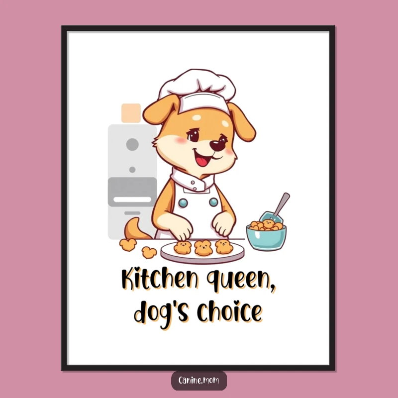Funny Dog Lady Chef Poster: Whimsical Pup Cookie Art Print for Dog Lovers