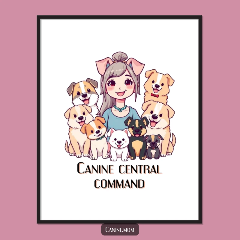 Funny Dog Lady Poster - Whimsical Wall Art for Dog Lover's Home