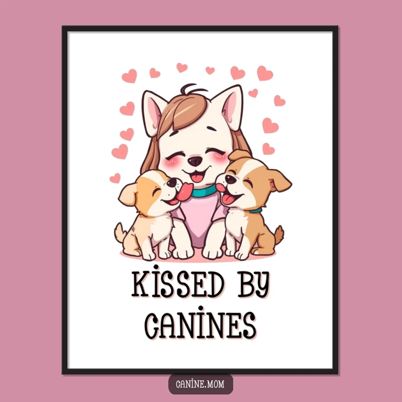 Funny Dog Lick Attack Poster - Wall Art Celebrating Dog Kisses