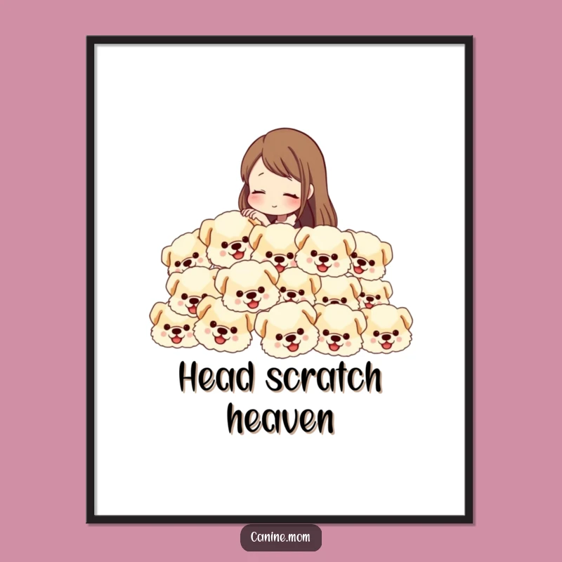 Funny Dog Lover Poster: Petting Fluffy Dog Heads, Hilarious Wall Art for Canine Adorers