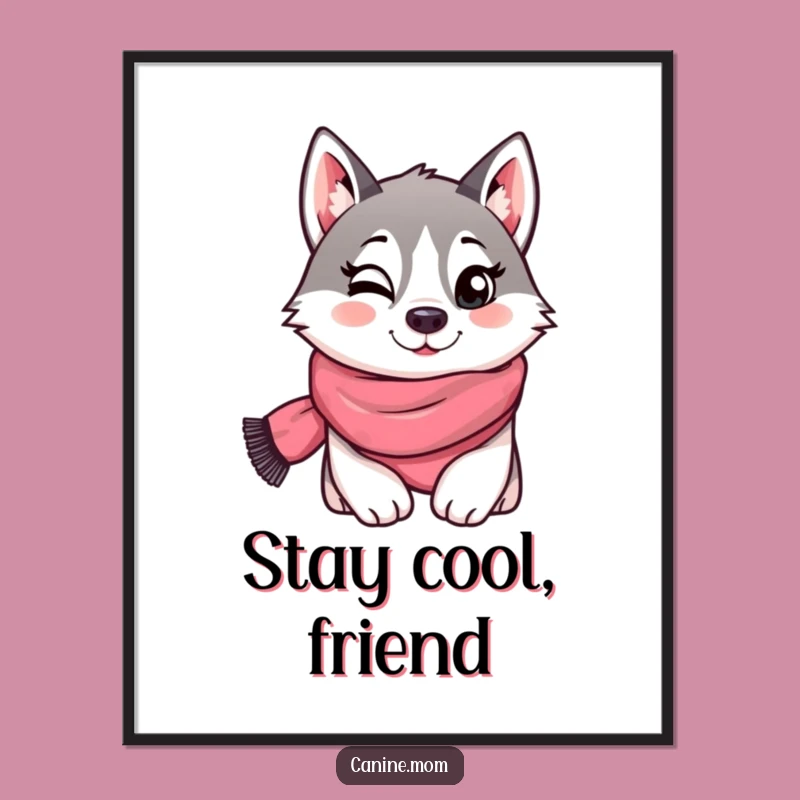 Funny Husky Scarf Wink Poster - Cool Wall Art!
