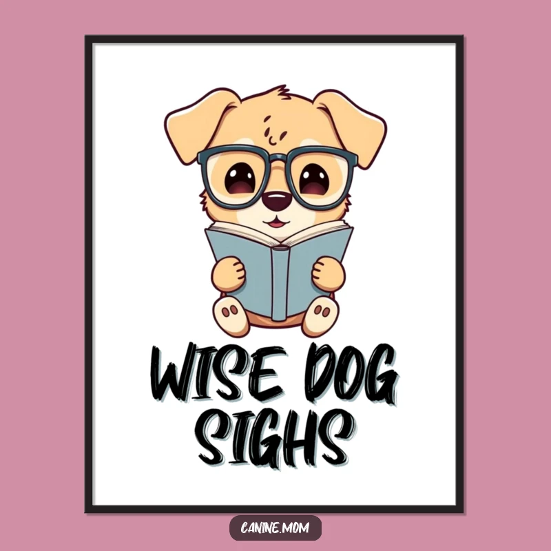 Funny Curious Dog Reading Poster: Inspirational Wall Art for Book Nooks and Dog Lovers