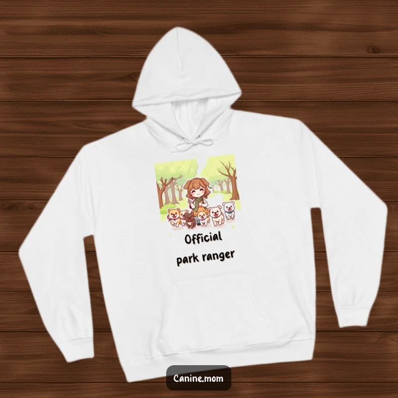 Funny Dog Lady Park Hoodie: A kawaii character in a park surrounded by joyful, running dogs. Excellent funny gift for comfort.