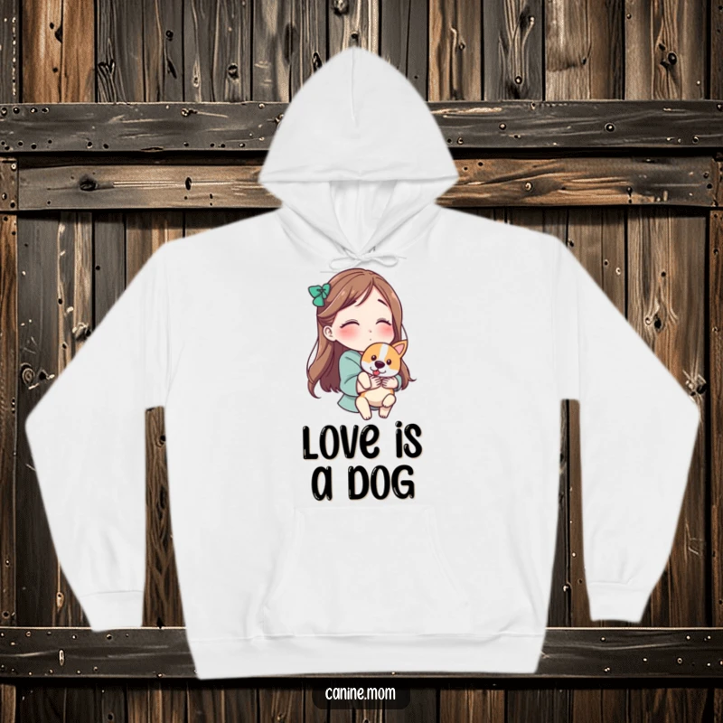 Funny hoodie featuring a woman holding a dog and blowing a kiss, a warm and humorous expression of pet love.