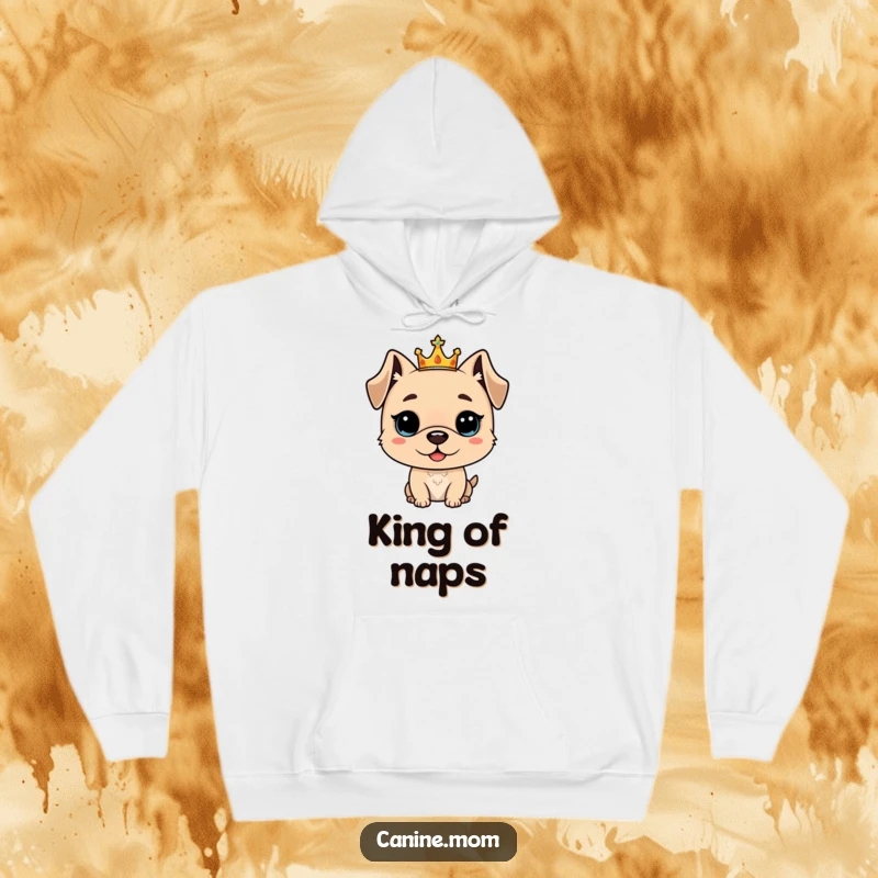 Funny hoodie showcasing a proud dog wearing a small crown, embodying royalty and comfort, an ideal funny gift.