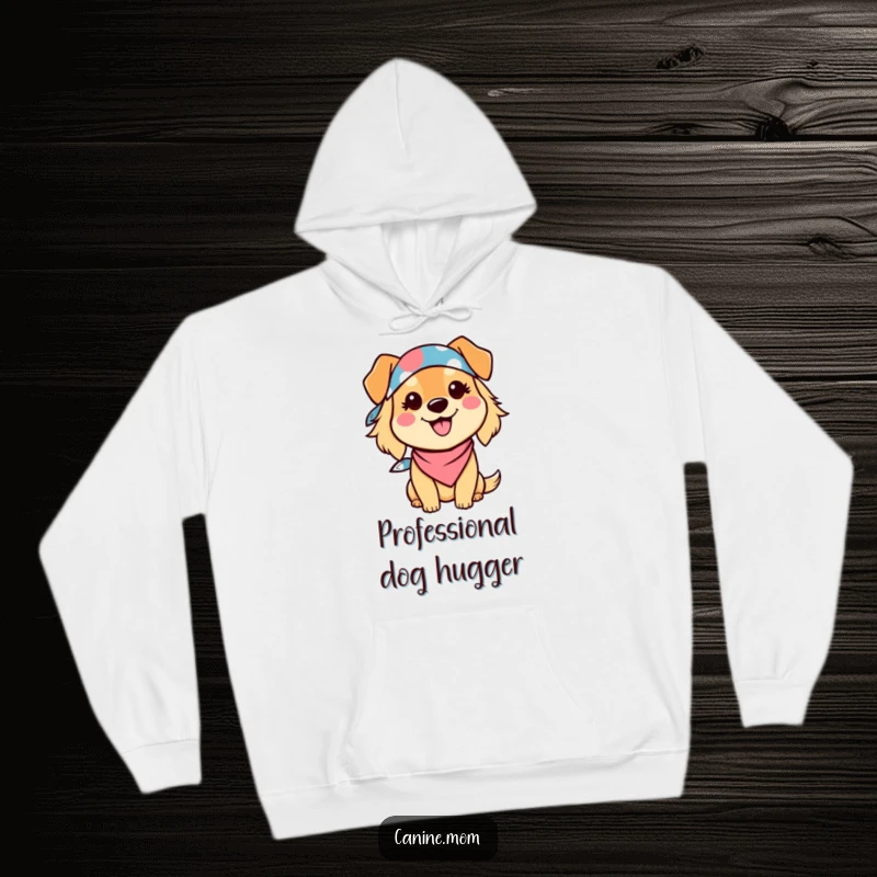 Funny Dog Lady Hoodie: A kawaii character in a bandana smiles broadly, ready for cuddles or park visits. Excellent funny gift.