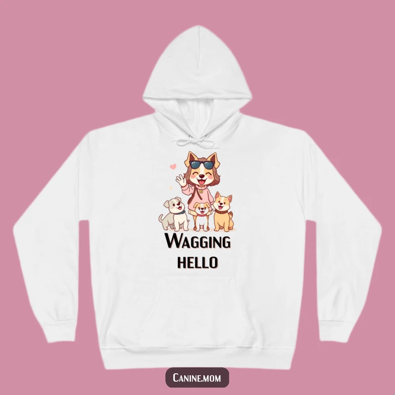 Funny Dog Lady Hoodie: Enthusiastic Waving Hello to Dogs, Cozy & Hilarious Gift for Dog Lovers