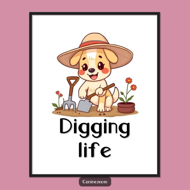 Free Printable Dog Wall Art: Funny Gardener Dog Decor Downloadable