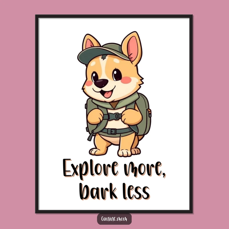 Free Printable Wall Art: Adventure Dog Backpack Funny Downloadable Art Gift!