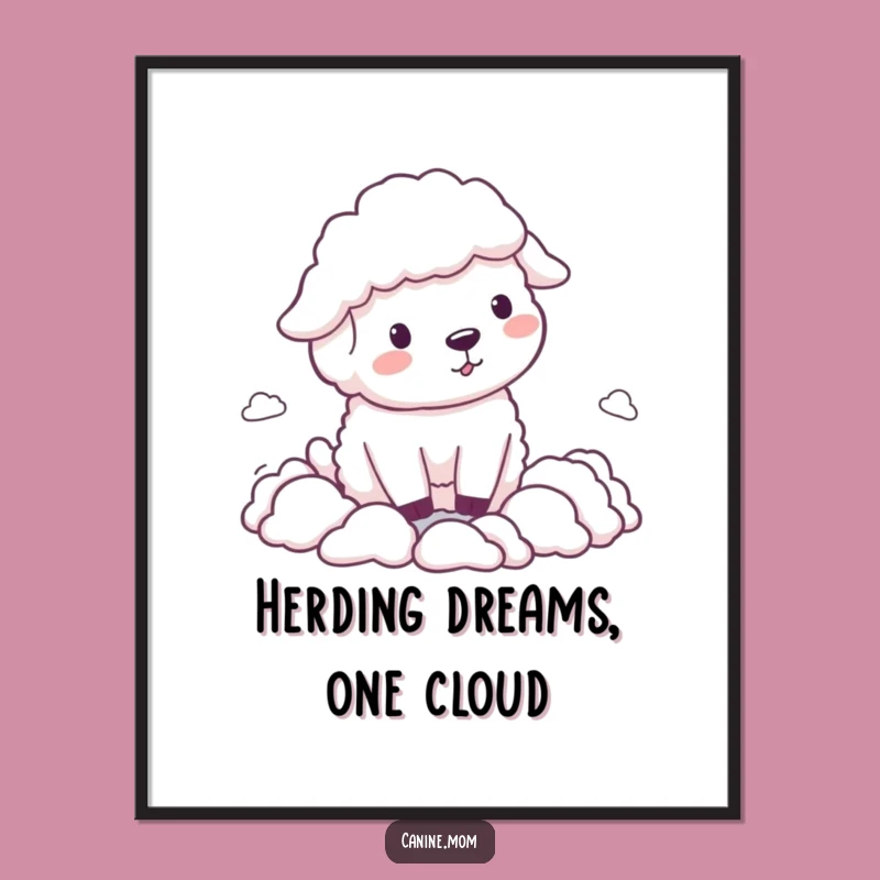Free Printable Wall Art: Amusing Sheepdog Herding Clouds, Hilarious Downloadable Decor!