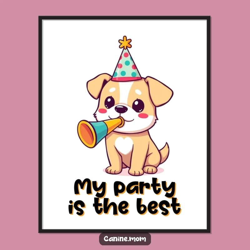 Free Printable Wall Art: Party Dog Trumpet Funny Downloadable Art Gift!