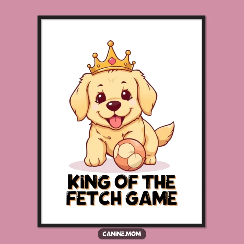 Free Printable Wall Art: Regal Golden Retriever Fetching Ball Decor