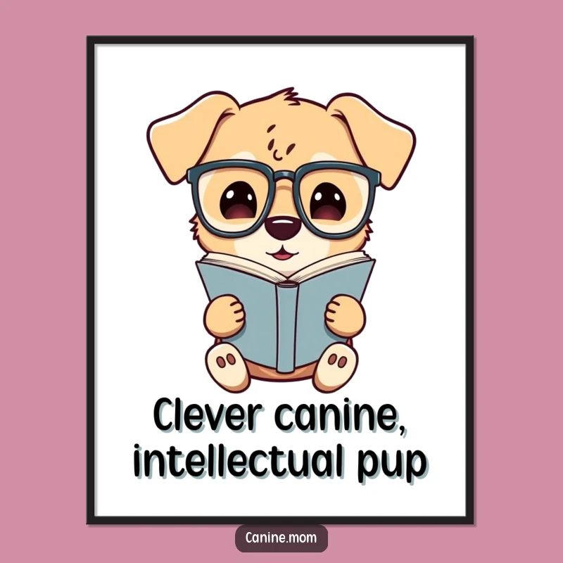 Funny Free Printable Wall Art: Curious Dog Reading, Humorous Downloadable Decor Gift