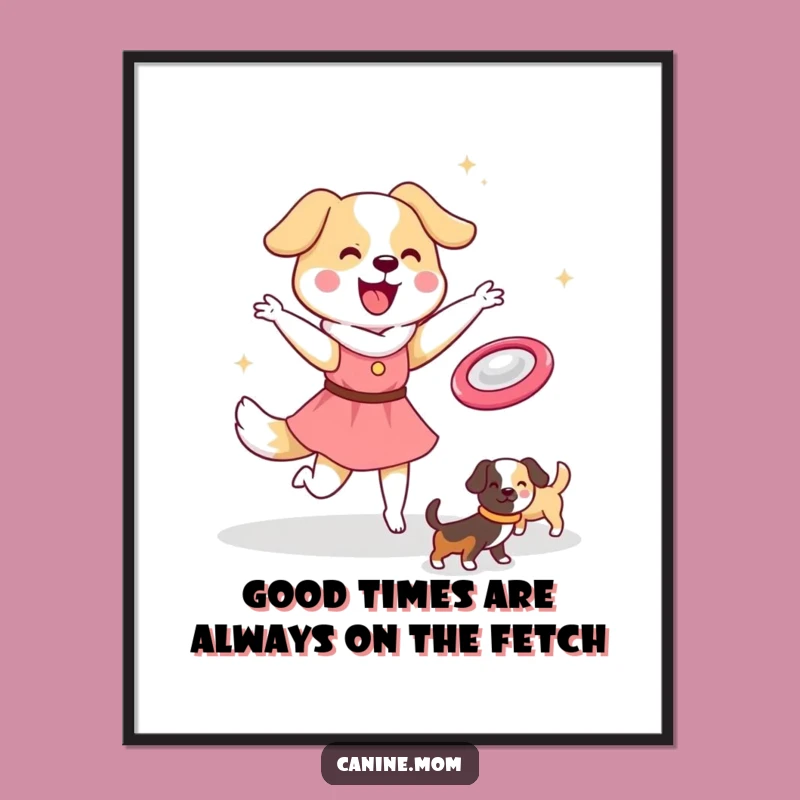 Free Printable Wall Art: Dog Lady Frisbee Fun, Funny Downloadable Decor