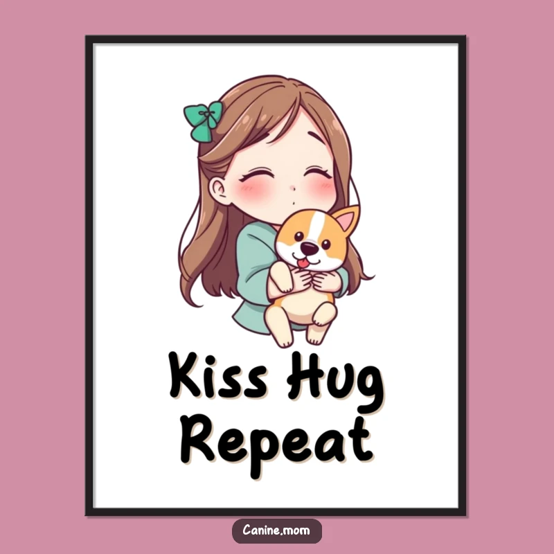 Free Printable Kissing Dog Wall Art - Adorable Pet Lover Decor Download