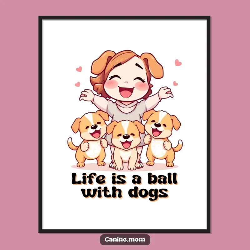 Funny Free Printable Wall Art: Dog Lady Juggling Puppies, Whimsical Downloadable Decor