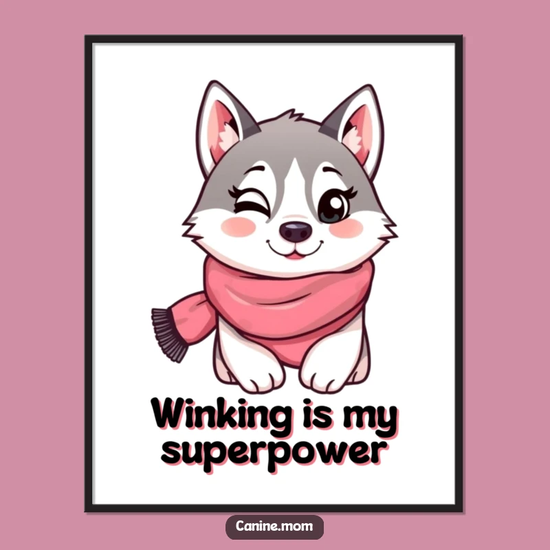Free Printable Wall Art: Husky Wink Cool Style Decor Downloadable