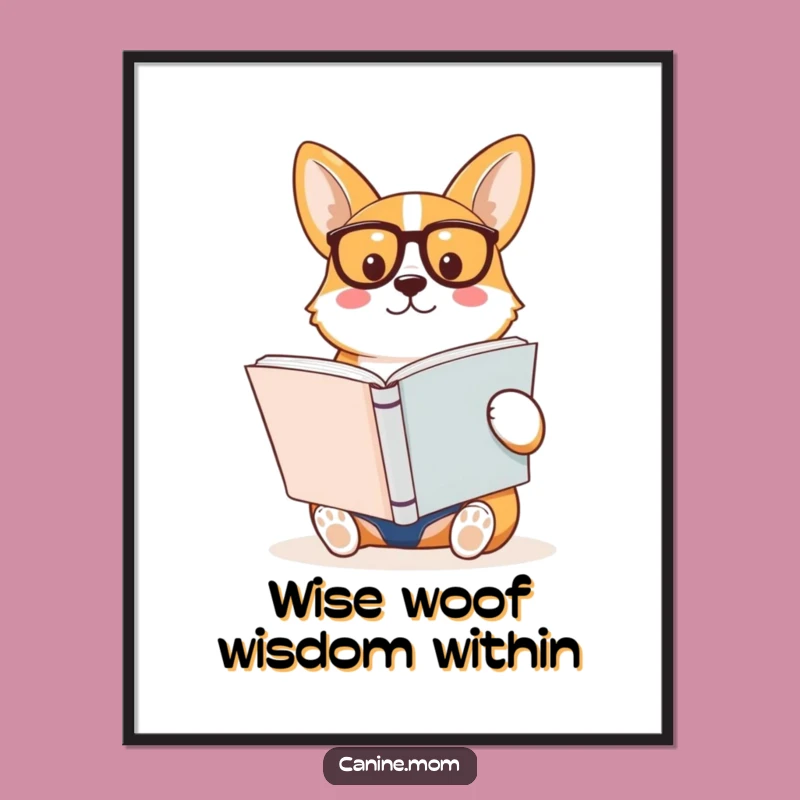 Free Printable Wall Art: Scholarly Corgi Reader, Hilarious Downloadable Decor!