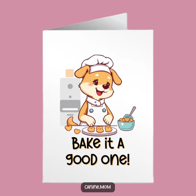 Funny Free Printable Birthday Card: Chef Dog Lady Baking Dog Treats