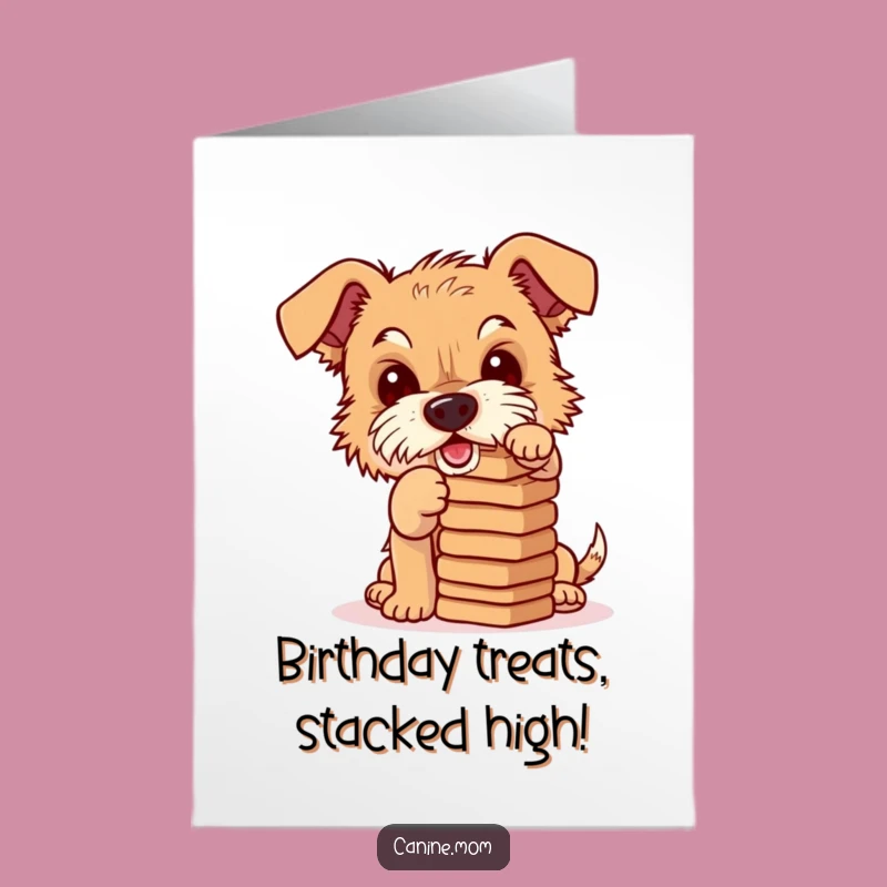 Free Printable Birthday Card: Biscuit Balancing Terrier - Funny Dog Gift!