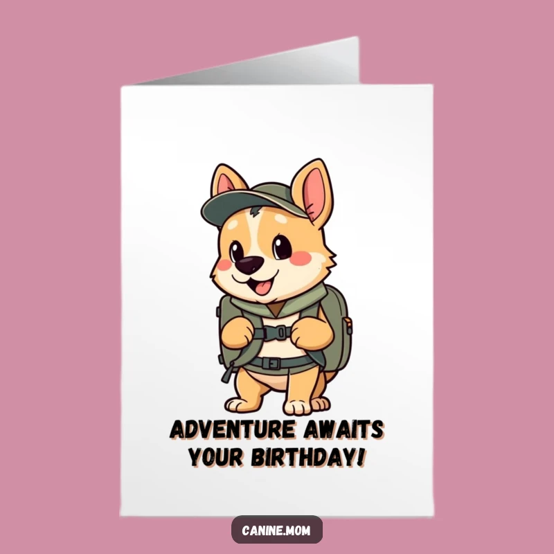 Free Printable Birthday Card: Adventure Dog Backpack Funny Downloadable Gift!
