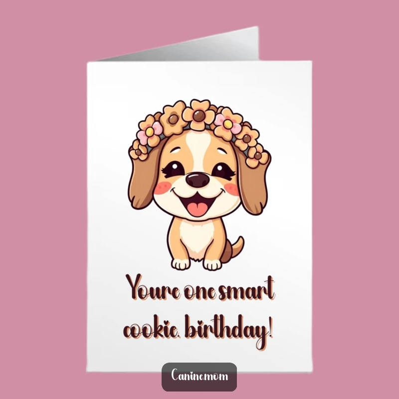 Free Printable Birthday Card: Dog Biscuit Crown Dog Lady for Sweet Celebrations