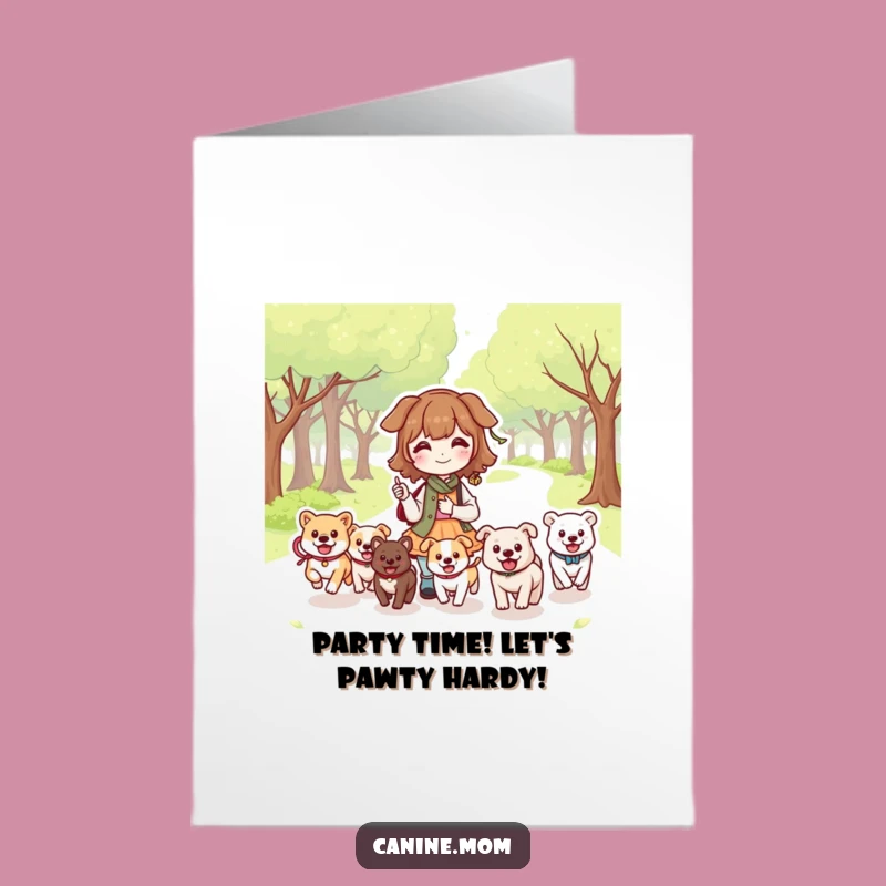 Free Printable Birthday Card: Dog Lady Park Fun, Downloadable Gift