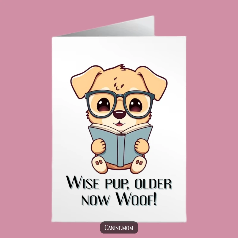 Free Printable Birthday Card: Funny Dog Reader, Downloadable Gift for Book Lovers