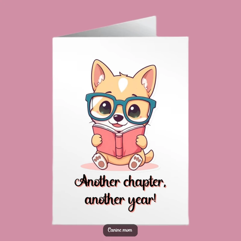 Free Printable Bookworm Dog Birthday Card: Funny Smart Gift, Instant Download!