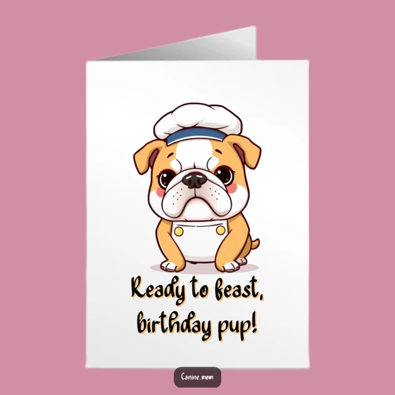 Free Printable Bulldog Chef Birthday Card: Funny Cook Dog Downloadable Gift
