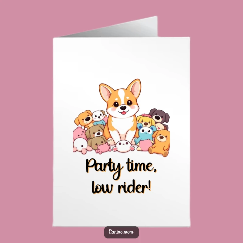 Free Printable Corgi Birthday Card: Playful Dog Toy Downloadable Gift for Kids