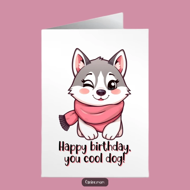 Free Printable Funny Birthday Card: Husky Wink Surprise Downloadable Gift