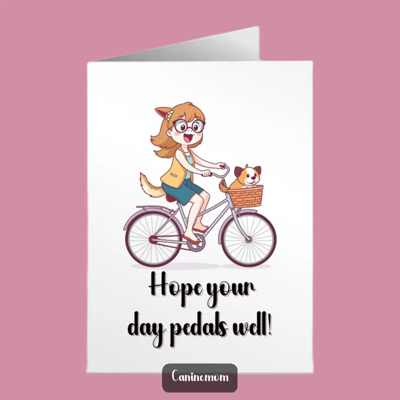 Joyful Free Printable Birthday Card: Dog Lady Bike Ride Adventure