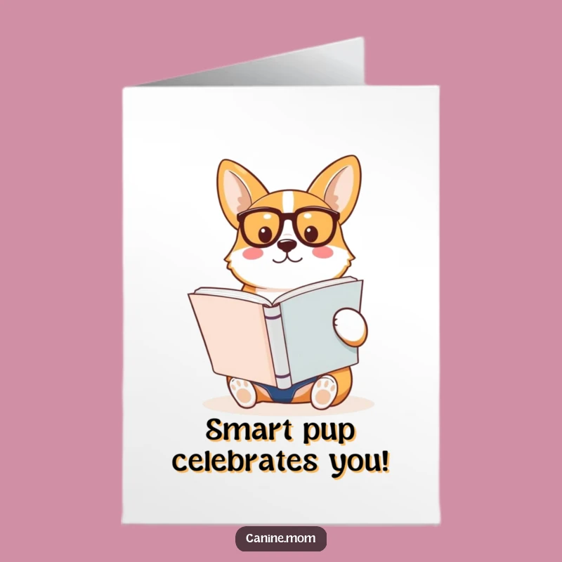 Free Printable Birthday Card: Smart Corgi Reader, Your Go-To Funny Downloadable Gift!