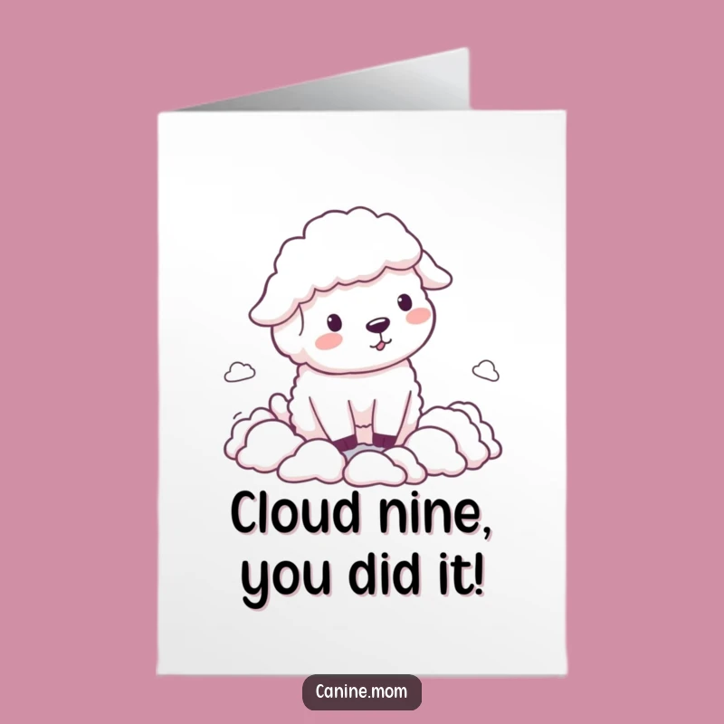 Free Printable Congrats Card: Amusing Sheepdog Herding Clouds, Perfect Downloadable Gift!