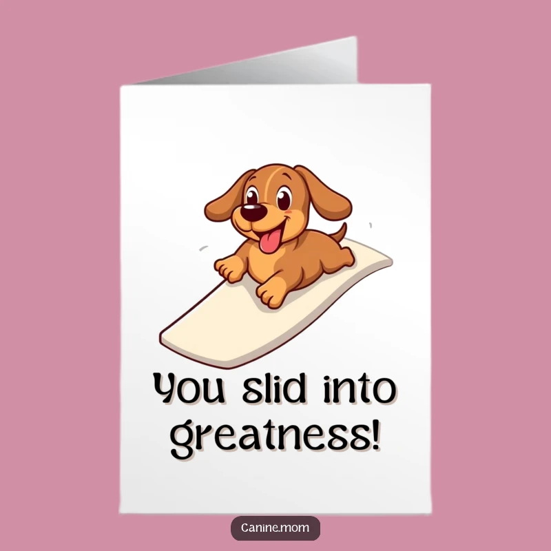 Free Printable Congrats Card: Dachshund Zooming - Hilarious Downloadable Gift!