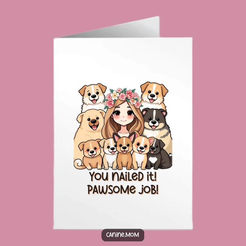 Free Printable Congrats Card: Dog Mom's Triumph, Whimsical Downloadable Celebration