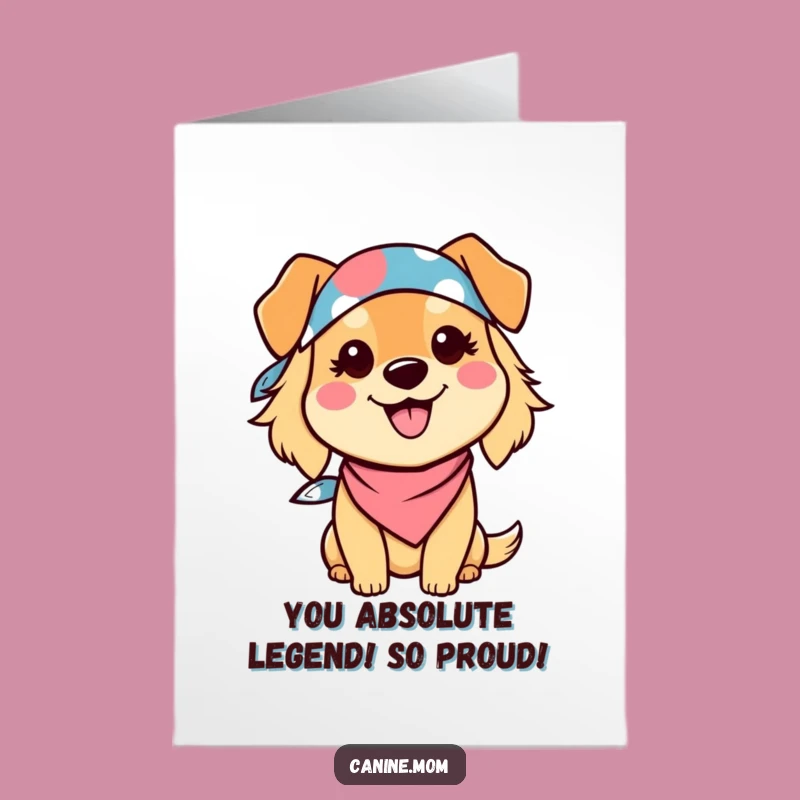 Free Printable Congrats Card: Kawaii Dog Lady Joyful, Downloadable Gift