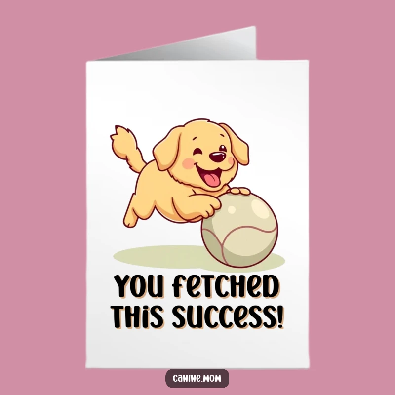 Free Printable Golden Retriever Congratulations Card: Happy Fetching Dog Downloadable Gift