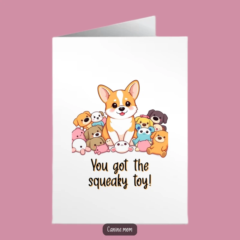 Free Printable Corgi Congrats Card: Toy Lover Dog Downloadable Gift for Her