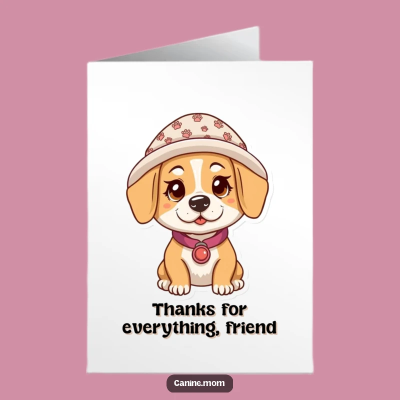 Free Printable Funny Dog Lady Thank You Card - Adorable Paw Print Hat Design