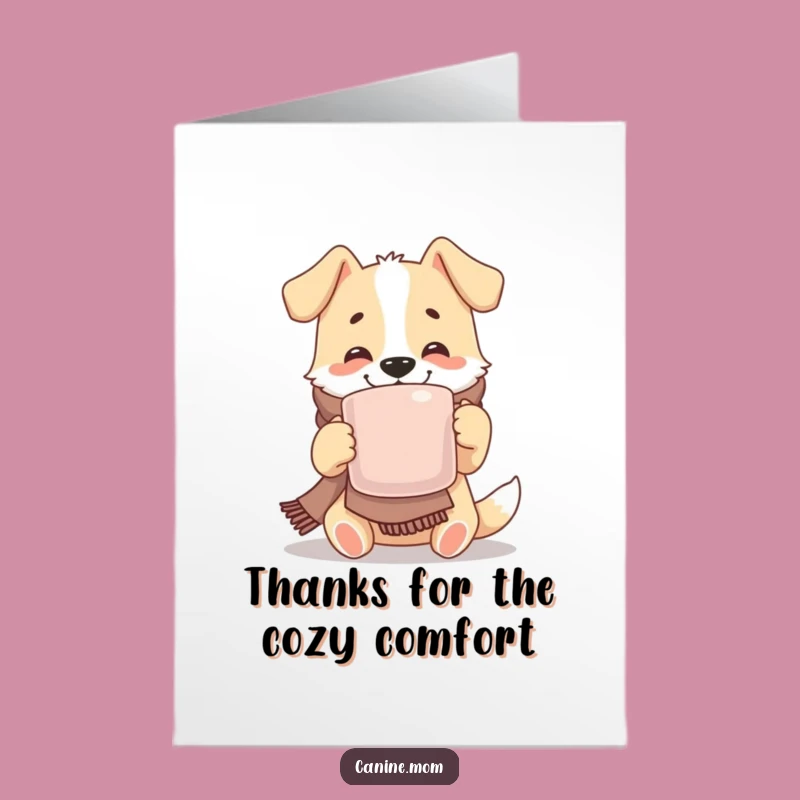 Free Printable Thank You Card: Grateful Dog with Warm Drink, Heartfelt Downloadable Gift